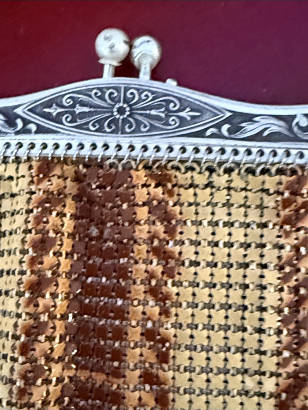 Whiting and Davis Vintage Gold and Brown Mesh Evening Bag. Perfect condition. - Picture 9 of 11